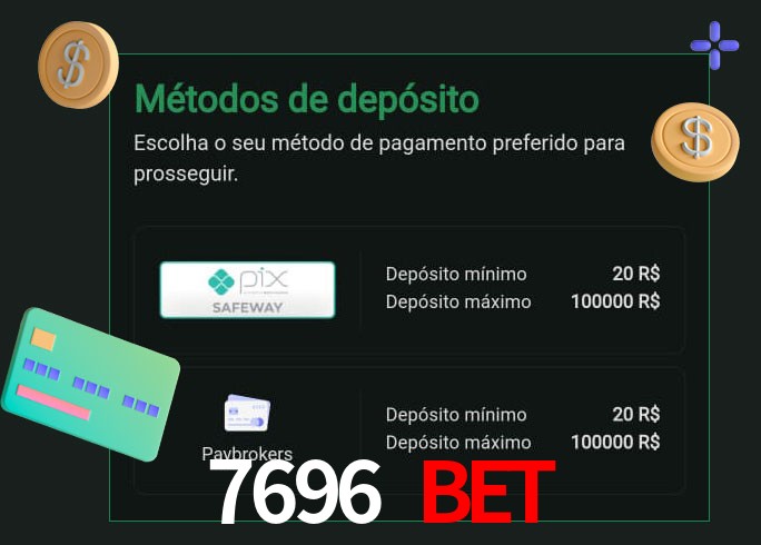 O cassino 7696 Bet oferece uma grande variedade de métodos de pagamento